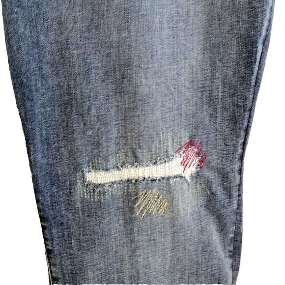 NYDJ Distressed Marilyn Straight Leg Jeans Size 24W Clean Monet Embroidered - Picture 5 of 12